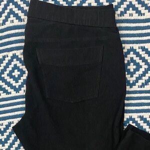 Eileen Fisher Textured Stretch Rib Knit Slim Black Pants Size M